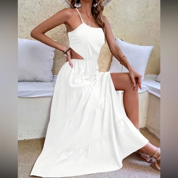 Boho crisscross tie open back cutout maxi dress - Picture 3 of 7